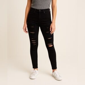 American Eagle Next Level Stretch Hi-Rise Jegging Black Distressed